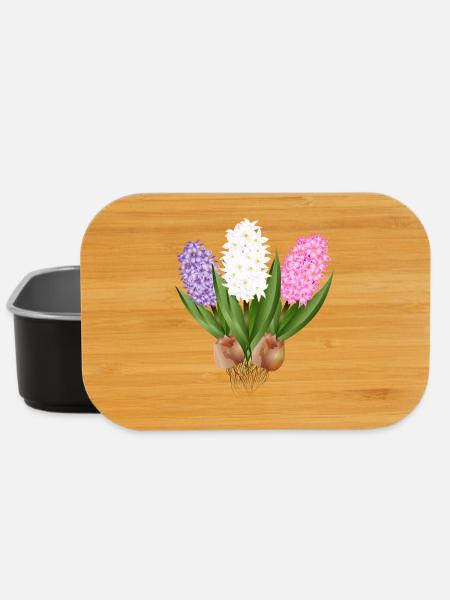 Von Hand gezeichnete Hyazinthen - Lunch Box - Schwarz