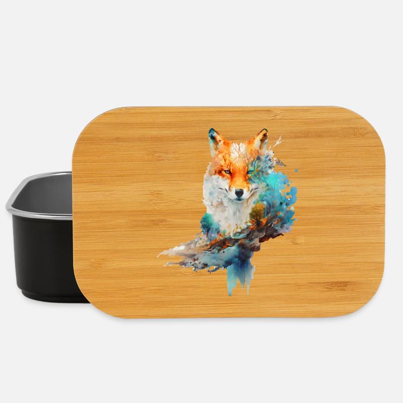 Fuchs Design aus Wasserfarben - Lunch Box - Schwarz