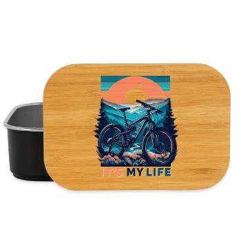 VTT coucher de soleil aventure design - Boîte à goûter - noir - Devant