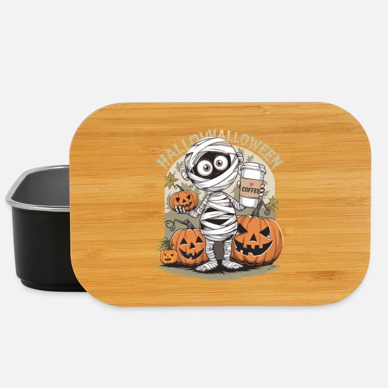 Merry Halloween Mummy with Pumpkins - Lunch Box - black