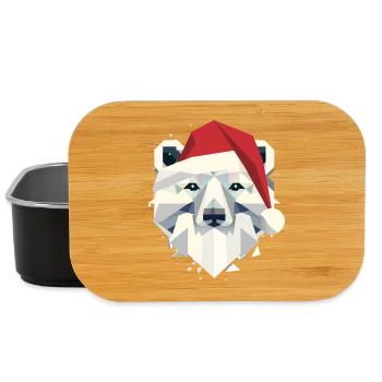 Christmas polar bear with Santa hat and beard - Lunch Box - black - Front
