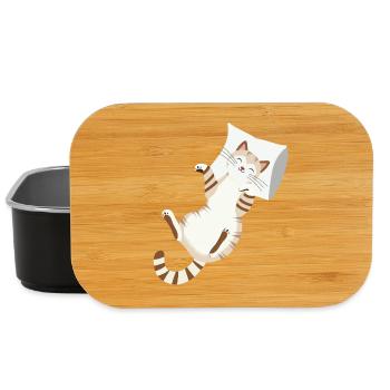 Entspannte Katze mit Kissen-Gemütliches Tierdesign - Lunch Box - Schwarz - Vorne