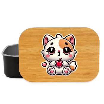 Cute Cat Dream with Cherry - Lunch Box - black - Front
