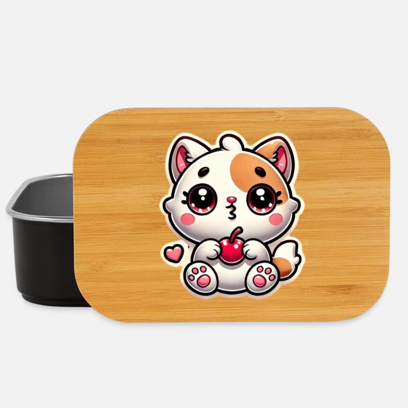 Rêve de chat mignon avec cerise - Boîte à goûter - noir