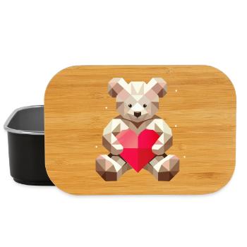 Cute teddy bear with heart for Valentine's Day - Lunch Box - black - Front