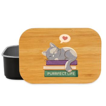 Chat et livres - Purrfect life - Boîte à goûter - noir - Devant