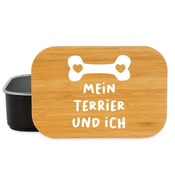 Terrier Os Chien Amour Coeur Pet Ego Bande Dessinée - Boîte à goûter - noir - Devant