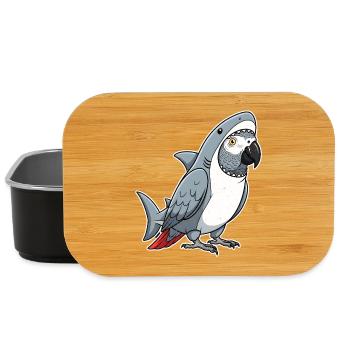 Cartoon Grey Parrot Shark Costume - Lunch Box - black - Front