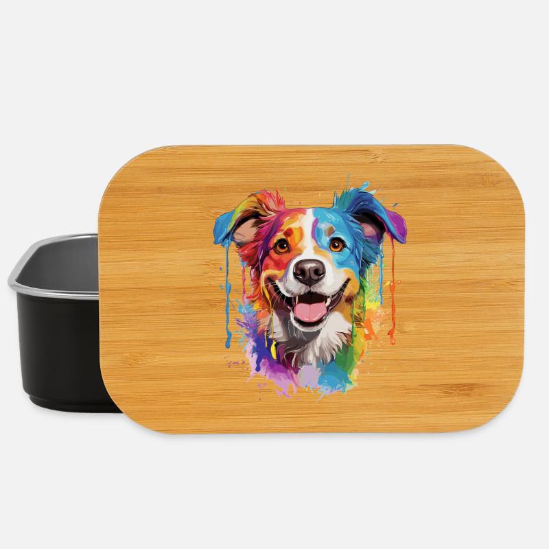 Rainbow Dog Portrait - Lunch Box - black