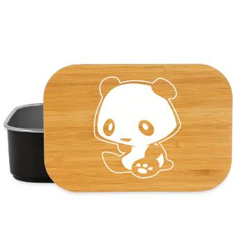 Kawaii Panda – Mignon Manga Ours Bambou - Boîte à goûter - noir - Devant