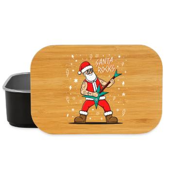 Le Père Noël joue de la guitare. Noël Heavy Metal - Boîte à goûter - noir - Devant