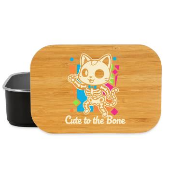 Katzen-Skelett Motiv Schnurrer - Lunch Box - Schwarz - Vorne