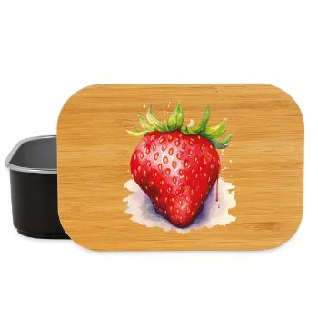 Watercolor Strawberry - Lunch Box - black - Front