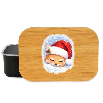 Schlafender Fuchs mit Weihnachtsmütze - Lunch Box - Schwarz - Vorne