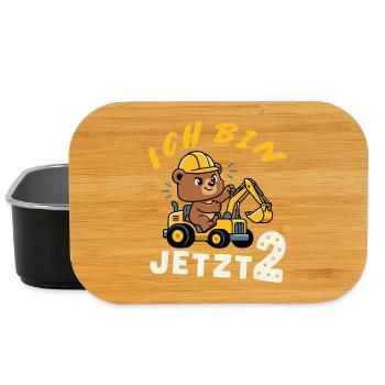 I'm Now 2 – Bear Excavator Construction Worker Design - Lunch Box - black - Front