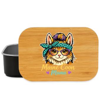 Maine Coon Mama Katzenmotiv mit Brille Aesthetic - Lunch Box - Schwarz - Vorne