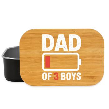 Papa de 3 garçons Batterie Shirt - Boîte à goûter - noir - Devant