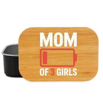 Mom of 3 Girls Battery - Lunch Box - black - Front