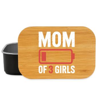 Mom of 3 Girls Battery Emblem - Lunch Box - black - Front
