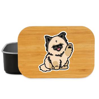 Cute Dog Sticker Style – Toshi der flauschige Hund - Lunch Box - Schwarz - Vorne
