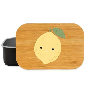 Leni Zitrone – Süßes Kawaii Frucht Design - Lunch Box - Schwarz - Vorne