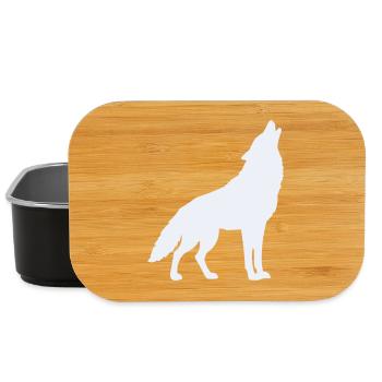 Silhouette de loup au clair de lune - Boîte à goûter - noir - Devant