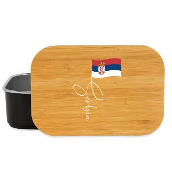 Serbia Flag Manuscript - Lunch Box - black - Front