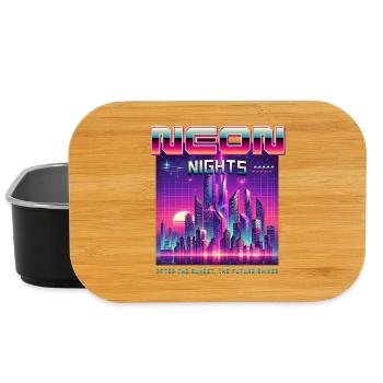 Neon Nights Synthwave Retro 80s Skyline Geschenk - Lunch Box - Schwarz - Vorne