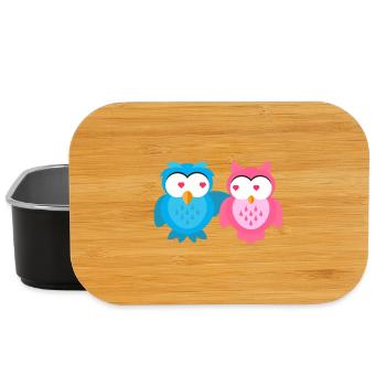Kindermotiv verliebt Eulen Kindershirt Eule - Lunch Box - Schwarz - Vorne