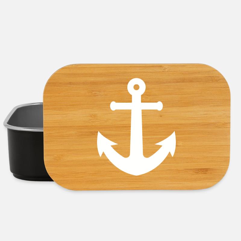 Anchor Design T-shirt. Classic white anchor - Lunch Box - black