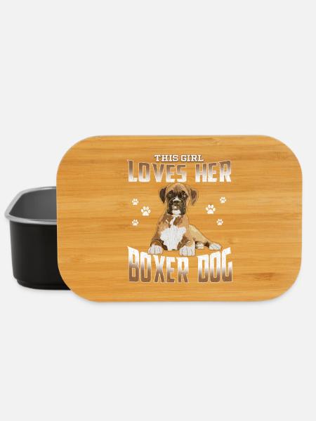 Boxer Dog Womens Cette fille aime son chien boxer - Boîte à goûter - noir