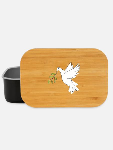 Symbole chrétien - Colombe avec branche d’olivier - Boîte à goûter - noir