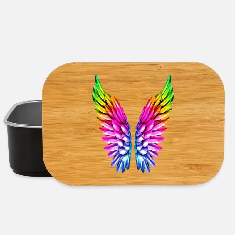 LGBT Regenbogen Engelsflügel Gay Lesbisch Queer - Lunch Box - Schwarz