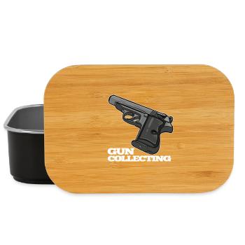 Pistol design with text motif - Lunch Box - black - Front