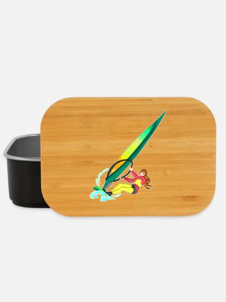 Windsurfing - Surfen - Surferin - Lunch Box - Schwarz