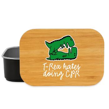 T-Rex hates doing CPR first aid nurse - Lunch Box - black - Front