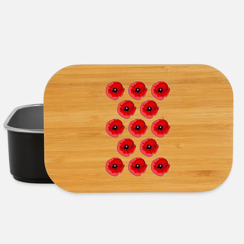 Abstrakte Mohnblumen Muster - Lunch Box - Schwarz