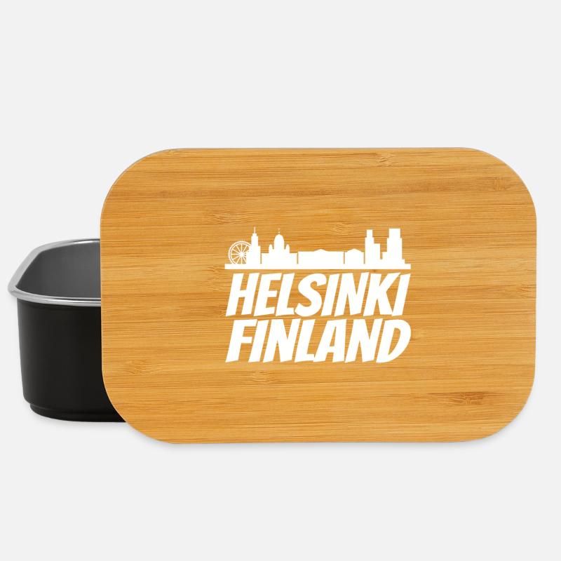 Helsinki Skyline Retro Design - Lunch Box - Schwarz