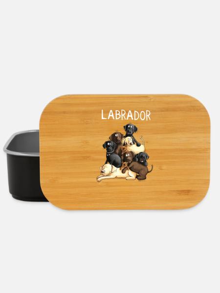 Funny Labrador Dog Pile I Retriever Dogs - Lunch Box - black