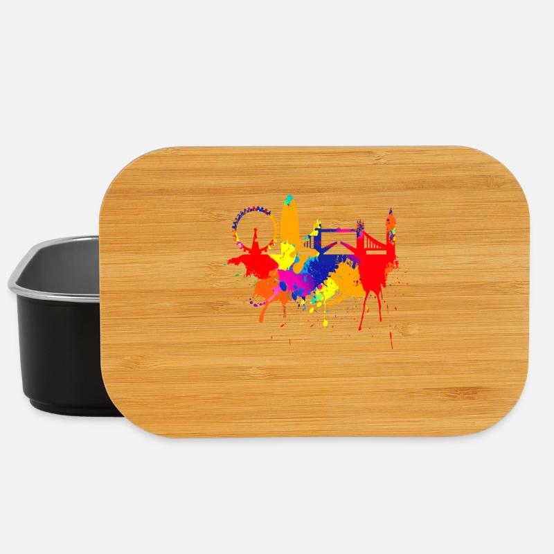 London Skyline Bunte Farben Malerei Liebe England - Lunch Box - Schwarz