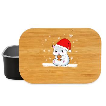 Hamster Weihnachten Süß Keks Schnee Geschenk Niedl - Lunch Box - Schwarz - Vorne