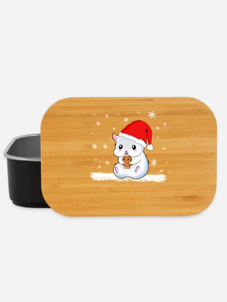 A Sweet Hamster Eats A Cookie While It Snows - Lunch Box - black