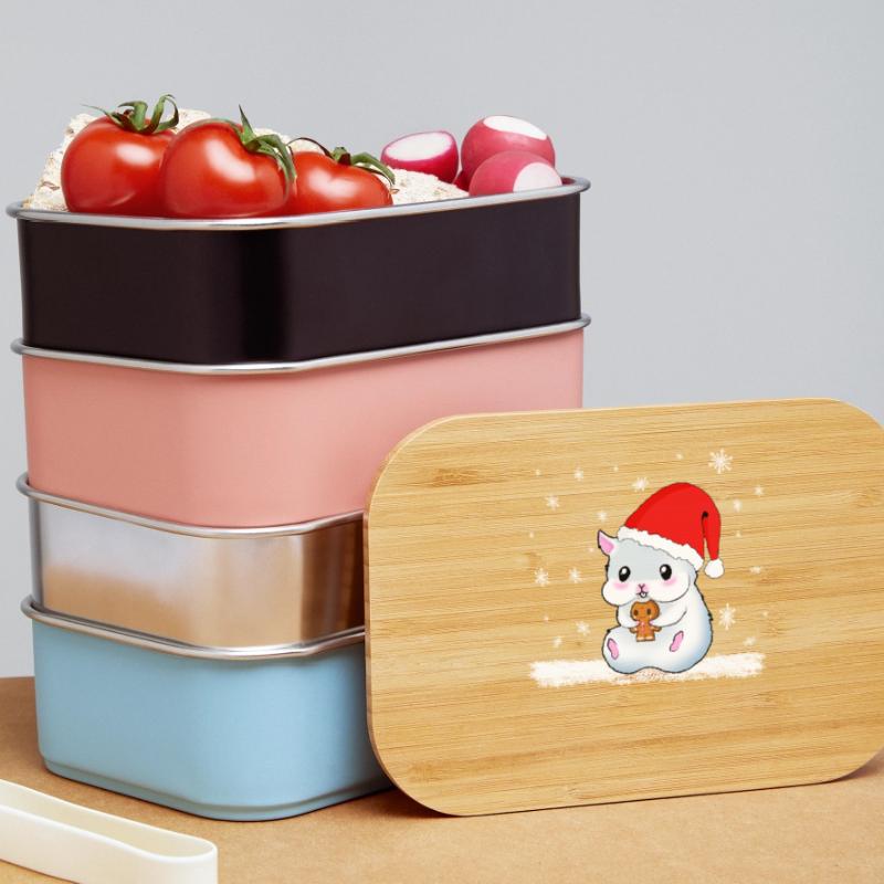 A Sweet Hamster Eats A Cookie While It Snows Lunch Box