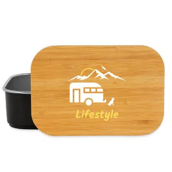 Cadeau de montagne de chien de caravane de camping de style de vie - Boîte à goûter - noir - Devant