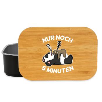Nur noch 5 Minuten Faultier Panda schlafen Schlaf - Lunch Box - Schwarz - Vorne