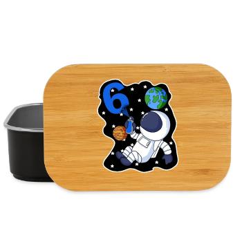 6e anniversaire astronaute cadeau garçon 6 ans - Boîte à goûter - noir - Devant