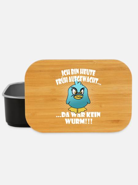 Lustiger "Der frühe Vogel" Spruch - Lunch Box - Schwarz