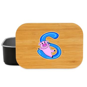 Schwein Buchstabe S - Lunch Box - Schwarz - Vorne