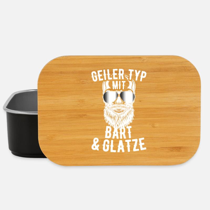 Geiler Typ Mit Bart & Glatze Glatzkopf Bartträger - Lunch Box - Schwarz