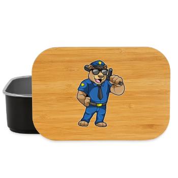 Bär Polizist Schlagstock Polizei - Lunch Box - Schwarz - Vorne